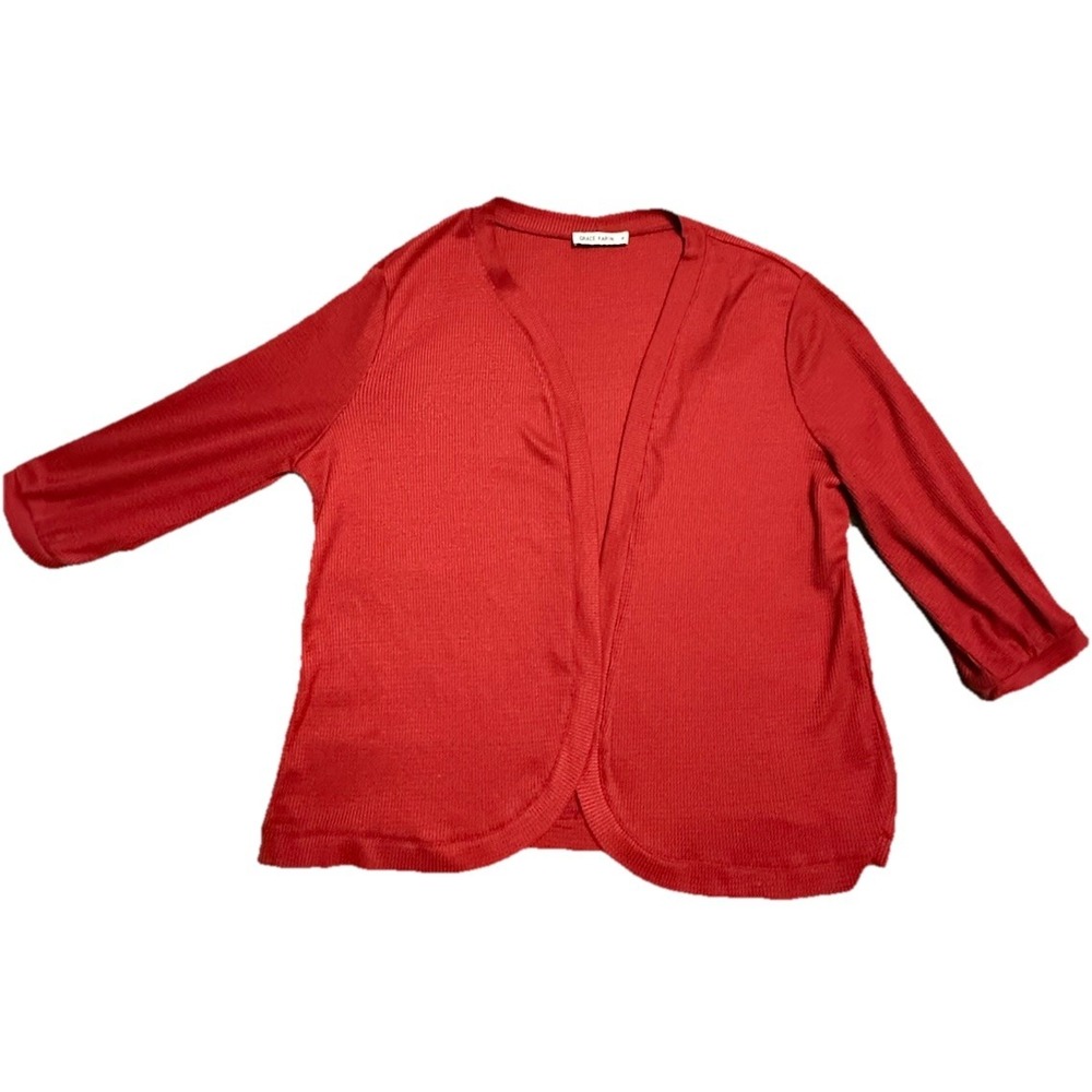 Grace Karin Women's Open Front Cardigan XL Rust Red Ribbed Lightweight 3/4 Sleev
